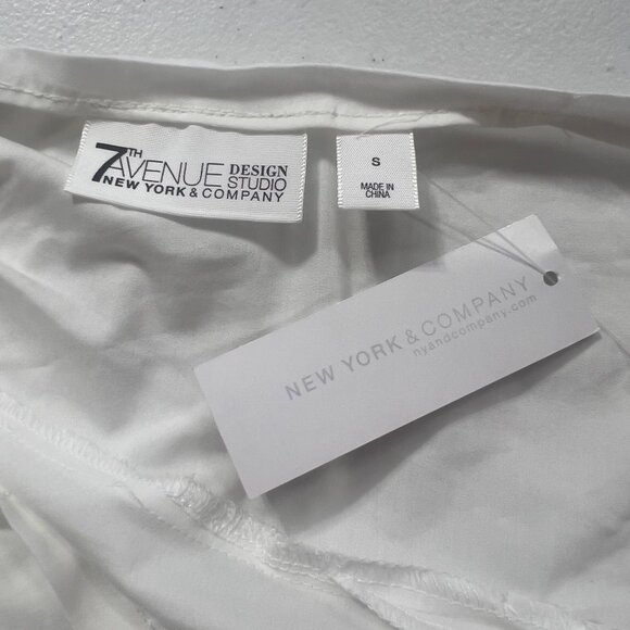 New York & Company 7th Avenue Design Studio Puff Sleeve Tie Front Top S NWT - Picture 8 of 13